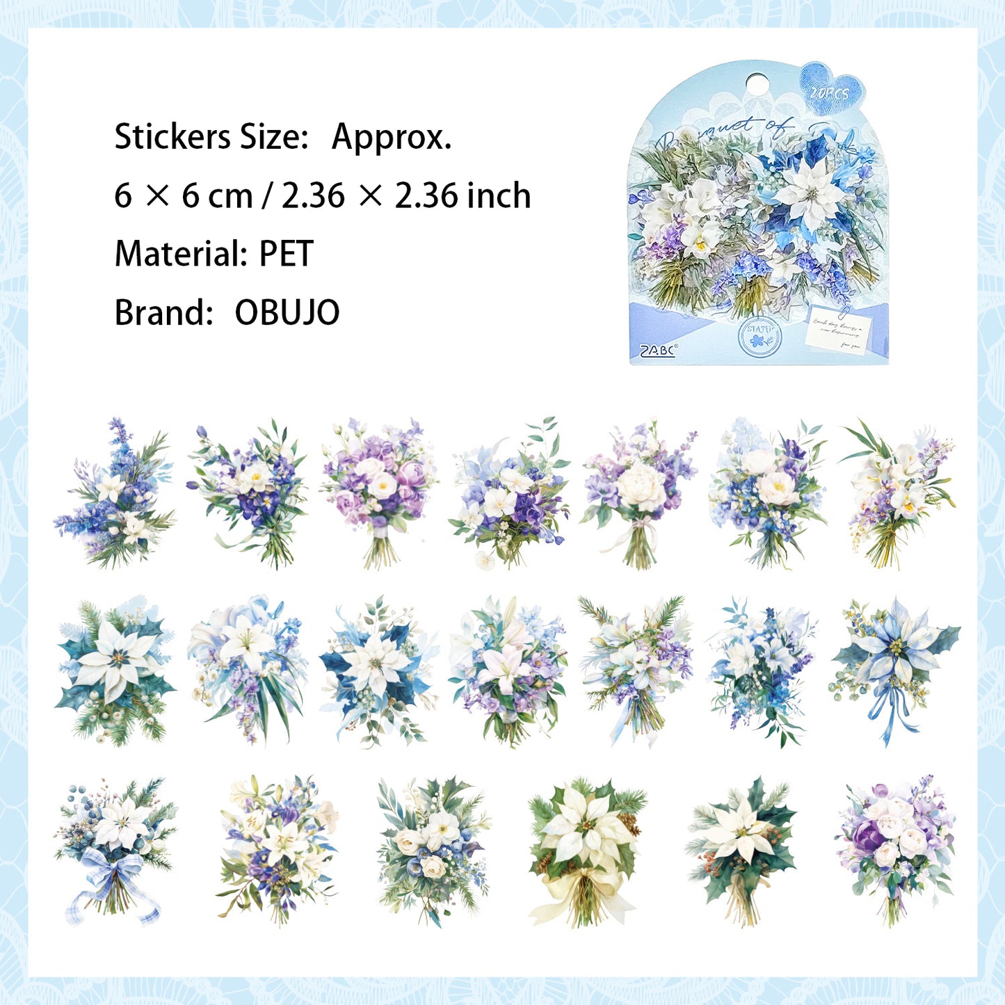 20 Pcs Bouquet PET Stickers HSAL