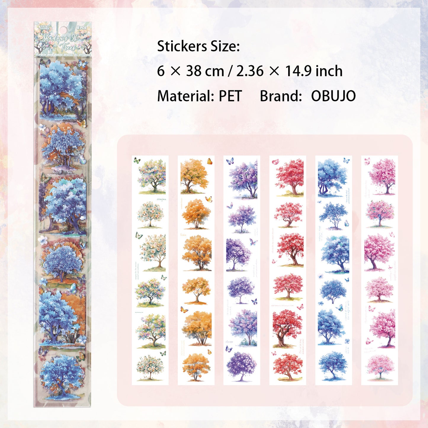 6 Sheets Flower PET Stickers HSJJ