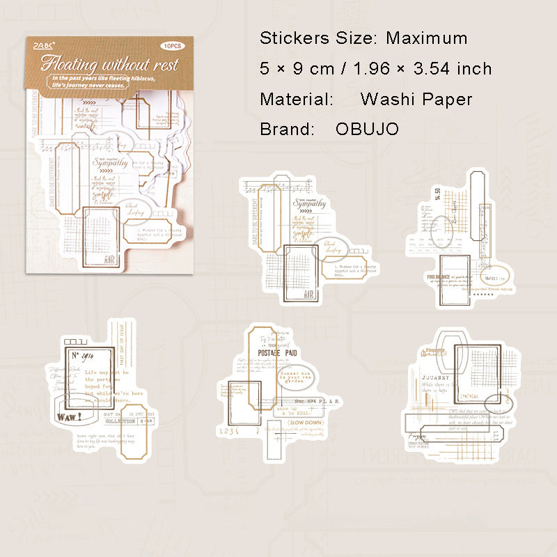 10 Pcs Vintage Collage Washi Stickers SGZY