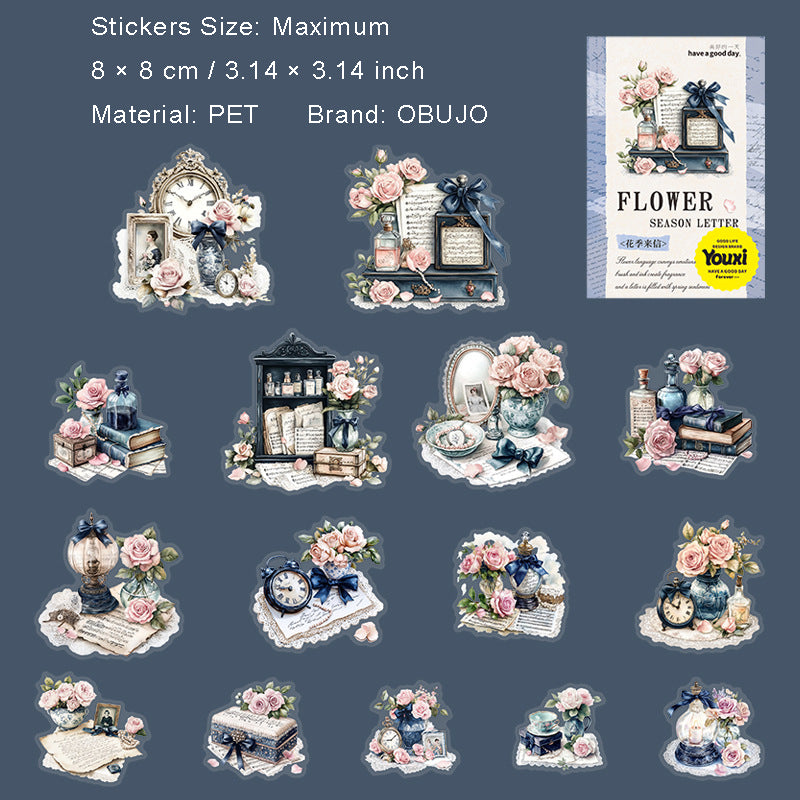 15 Pcs Reading Bookish PET Stickers HJLX