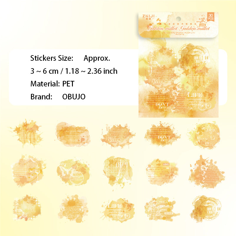 30 Pcs Watercolor Words PET Stickers MRXC