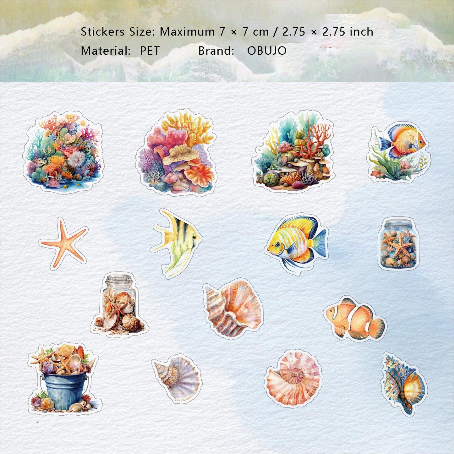 15 Pcs Undersea PET Stickers HDSJ