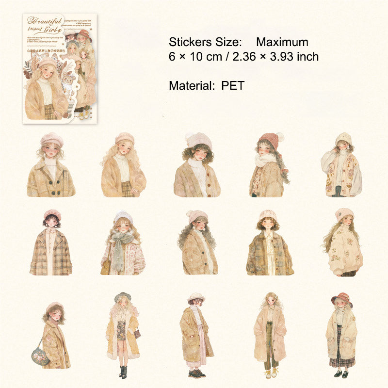 30 Pcs Sweet Girl PET Stickers XDZZ
