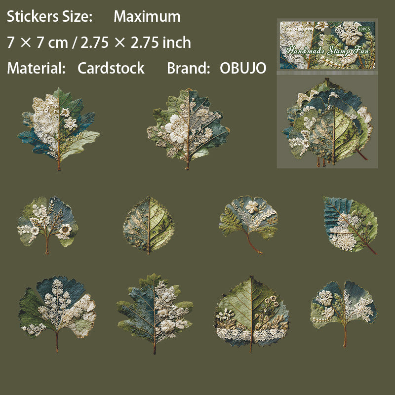 10 Pcs Natural Handmade Themed Stickers SZYQ