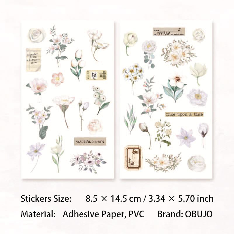 4 Sheets Flower Stickers and Transfer Stickers HJQX
