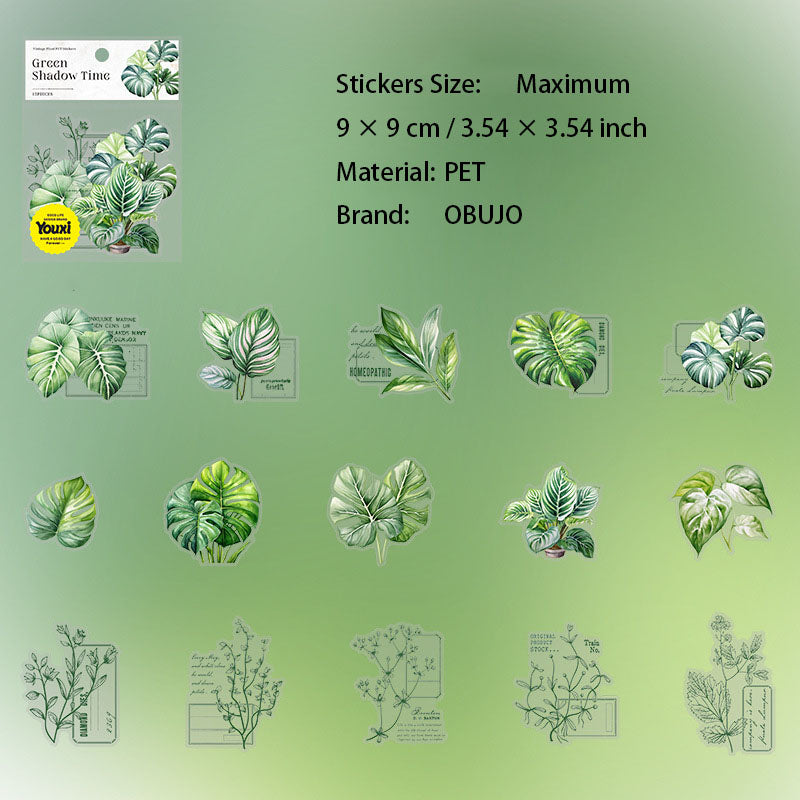 15 Pcs Plant Leaf PET Stickers LYSG