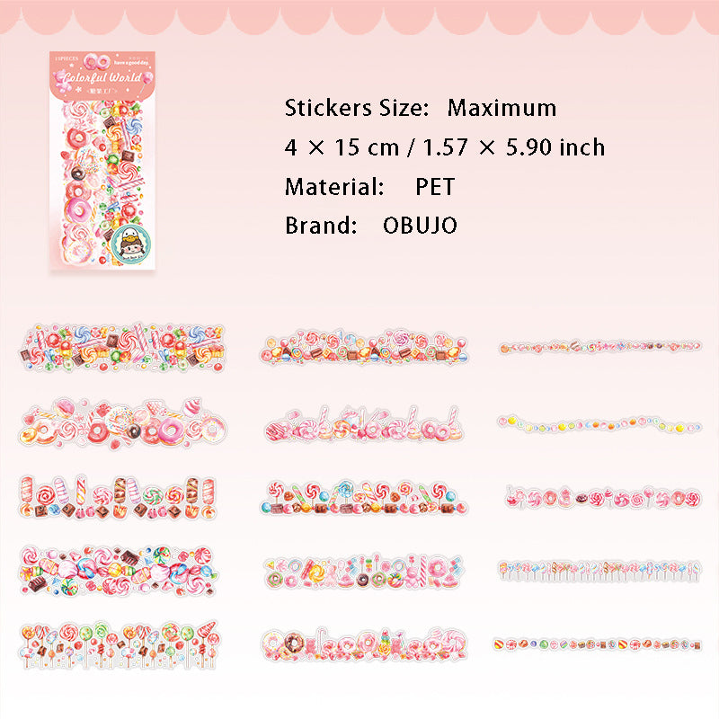 15 Pcs Creative Cute PET Stickers KAQML