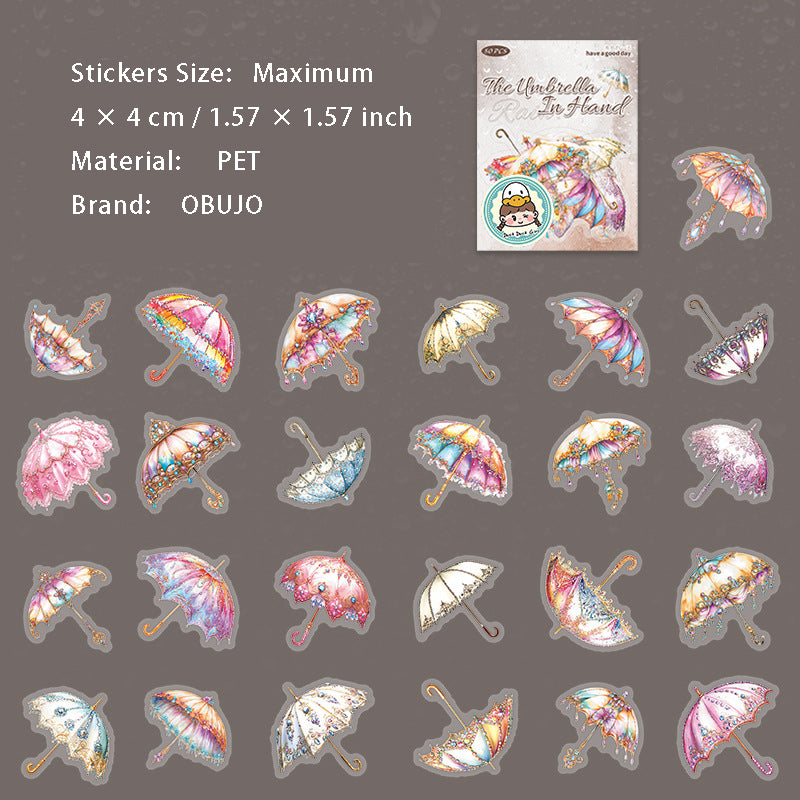50 Pcs Umbrella PET Stickers YSWSL