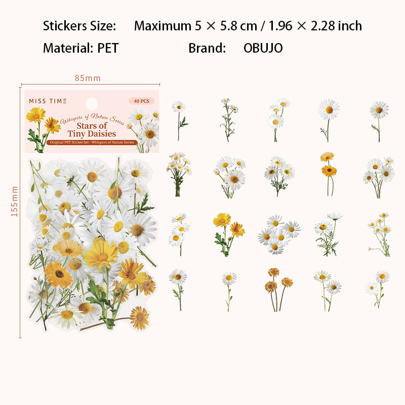 40 Pcs Flower Botanical PET Stickers ZRXY