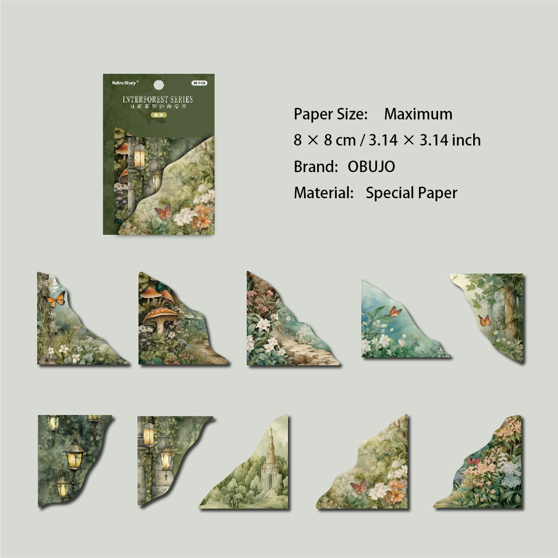 20 Pcs Vintage Corner Journal Paper LJXL