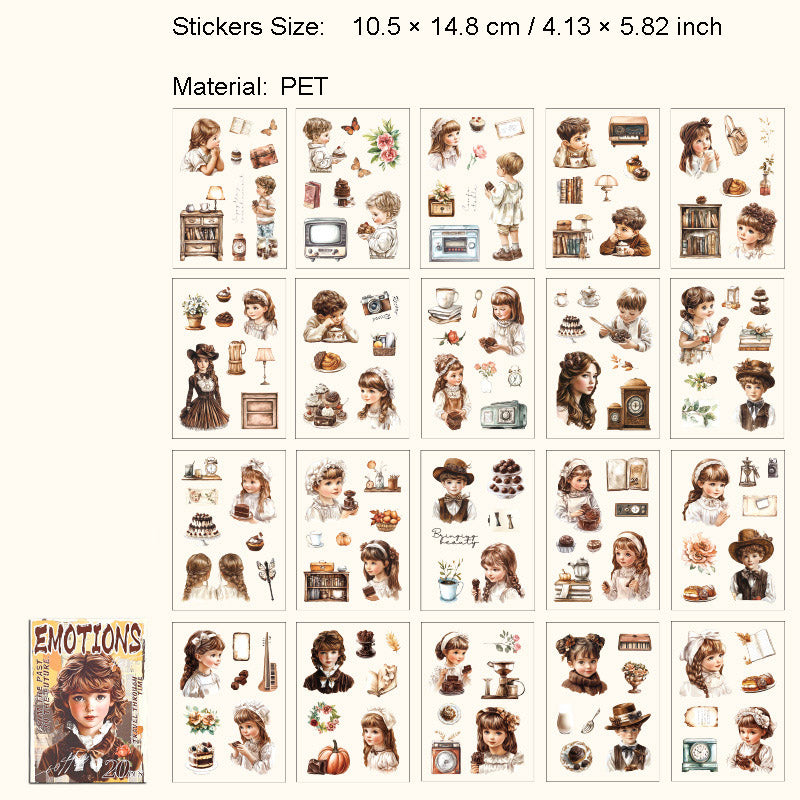 20 Pcs Vintage PET Stickers Book ZSLN