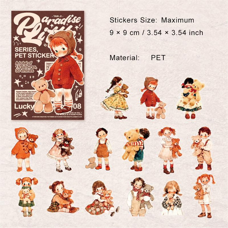 30 Pcs Childhood Theme PET Stickers XXLY