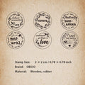 6 Pcs Flower Words Wooden Stamps Set JSSG