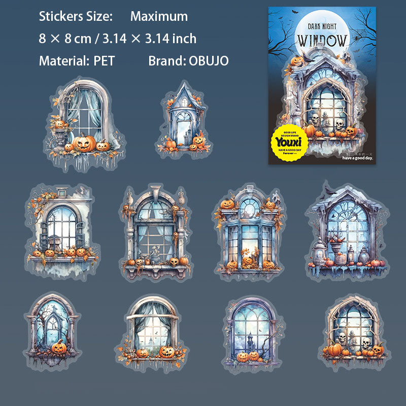 10 Pcs Halloween Windows PET Stickers AYCY
