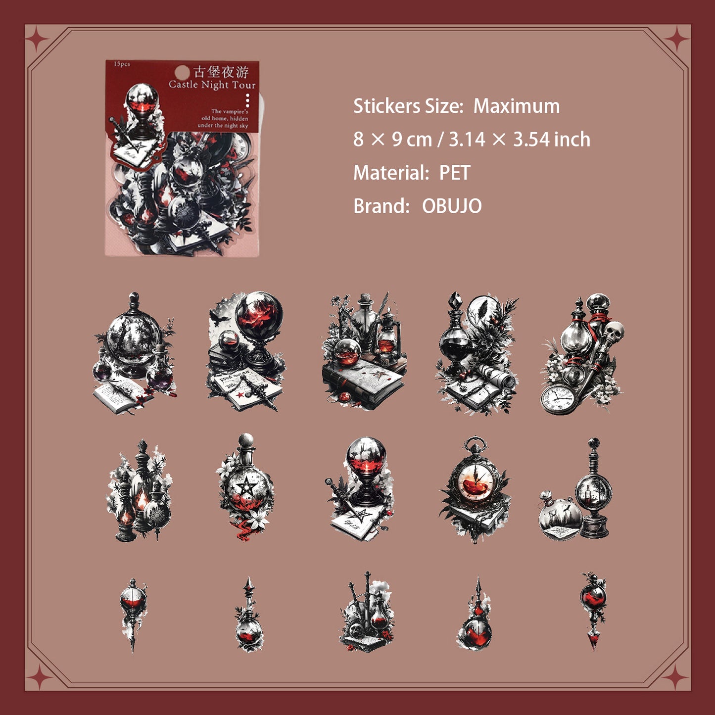 45 Pcs Gothic PET Stickers GBYY