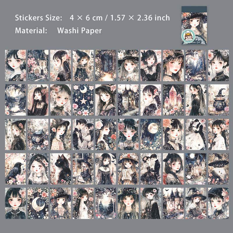 50 Sheets Classic Girl Washi Stickers Book LMSNZ