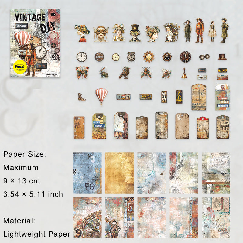 55 Pcs Vintage Cardstock and Paper Kit FGSZ