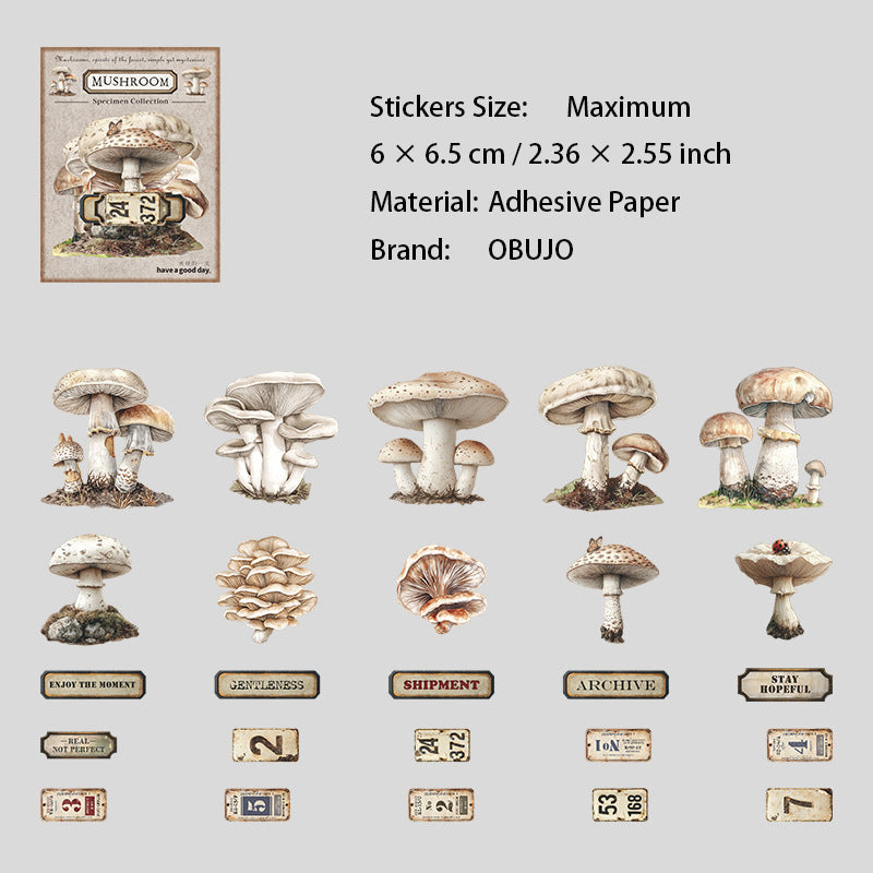 25 Pcs Mushroom Themed Stickers MGBBJ