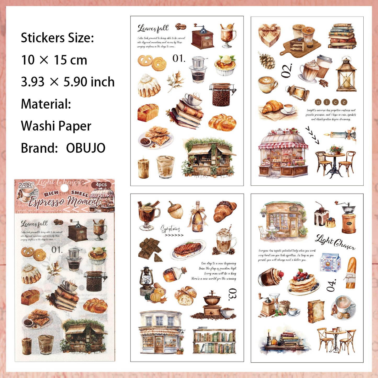 4 Sheets Camping Themed Washi Stickers YYXL