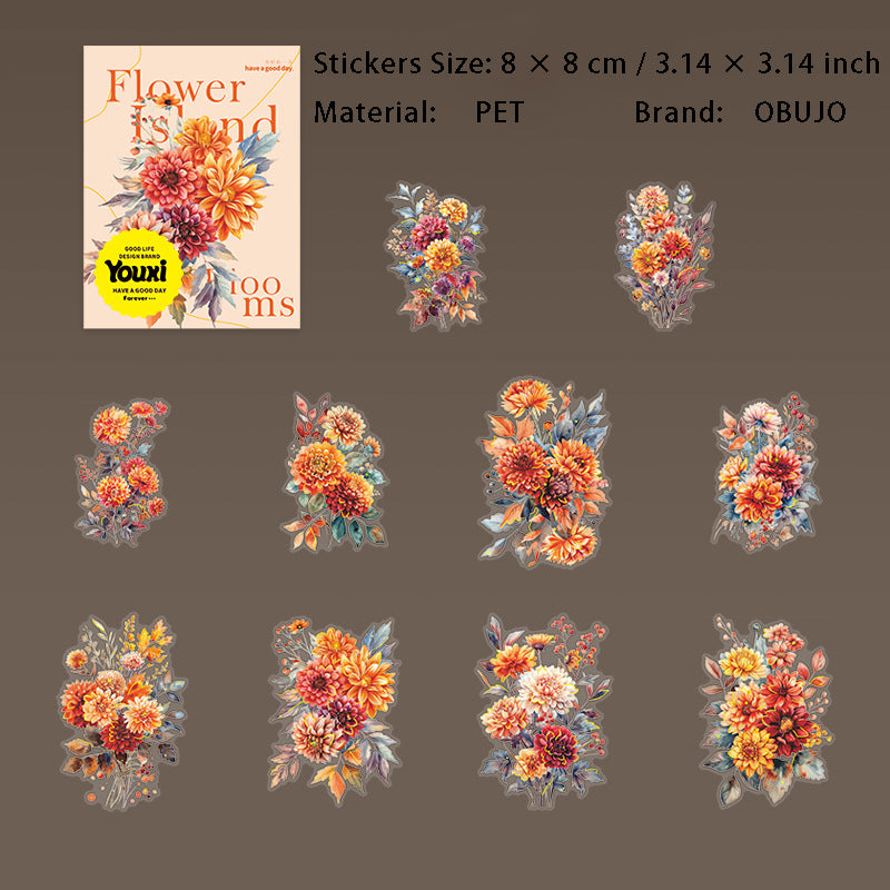 20 Pcs Flower PET Stickers HYZF