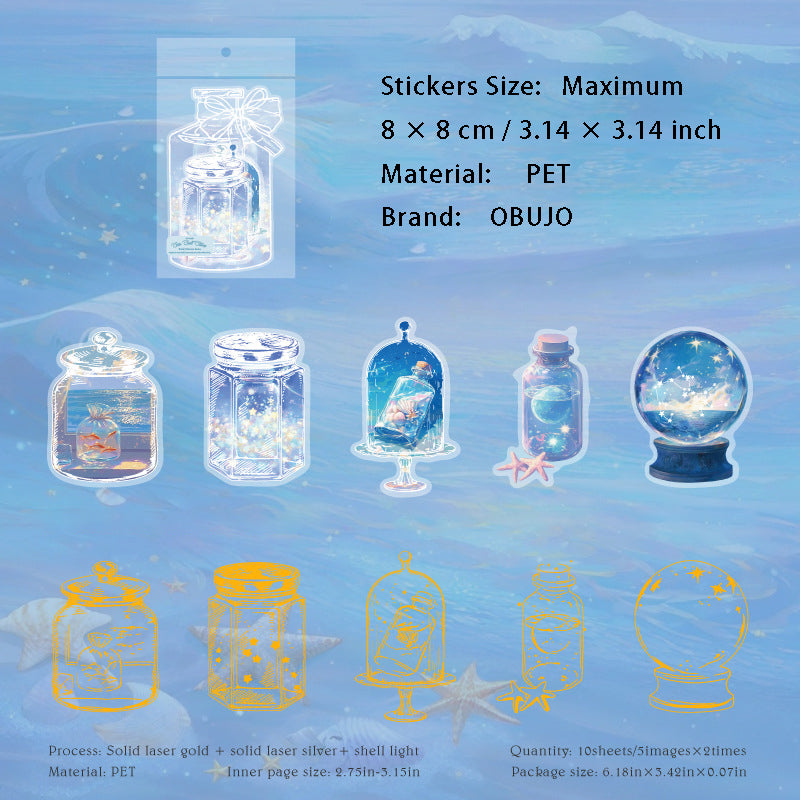 10 Pcs Gold Foil Bottle PET Stickers PZYZ