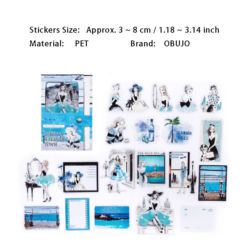 40 Pcs Romance Girl PET Stickers XHLM