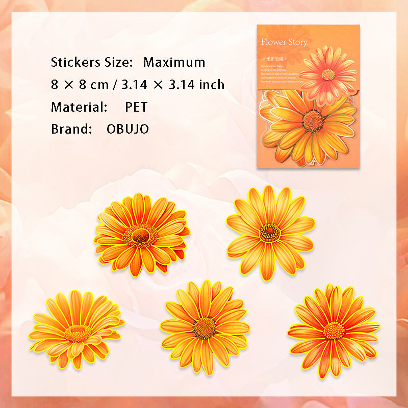 10 Pcs Gold Foil Flower Stickers HJWY