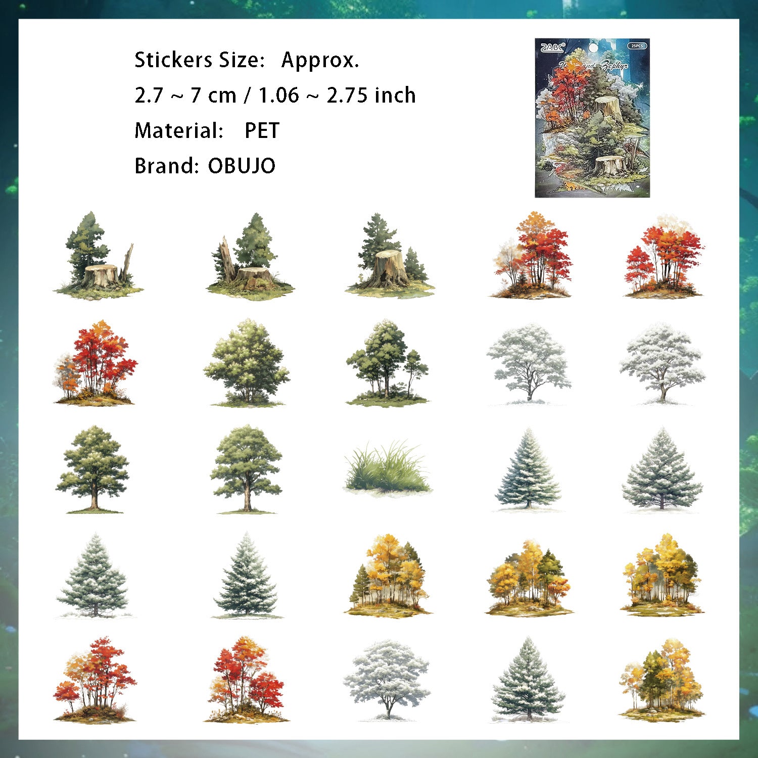 25 Pcs Wildland Theme PET Stickers LYMJ