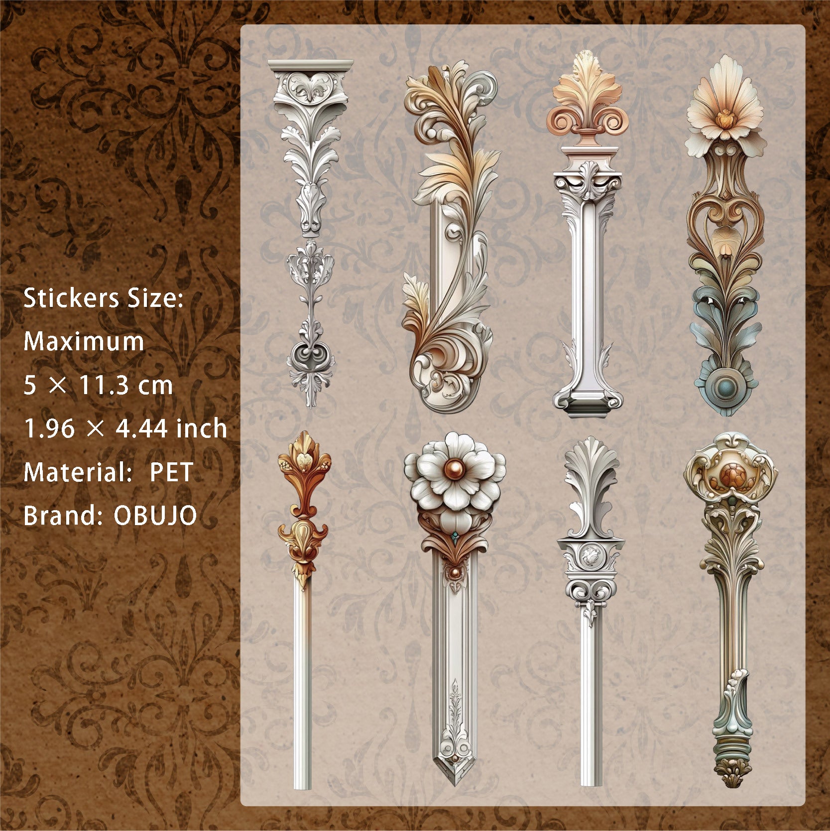 16 Pcs Creative Vintage PET Stickers FDXL