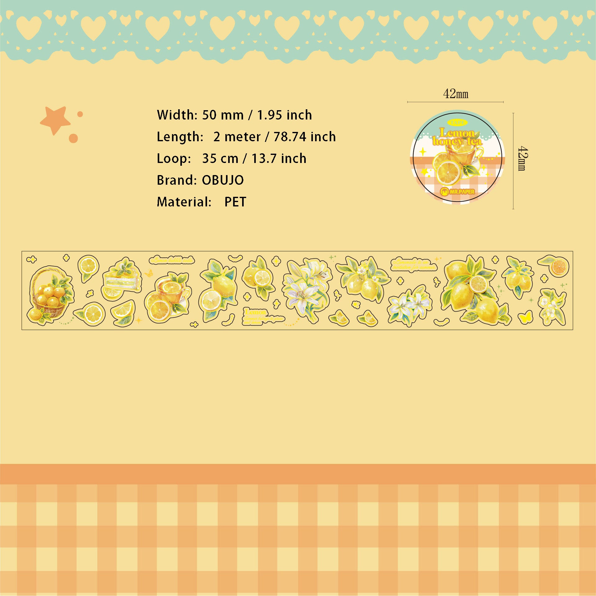 1 Roll Fruit PET Stickers Tape LMGW