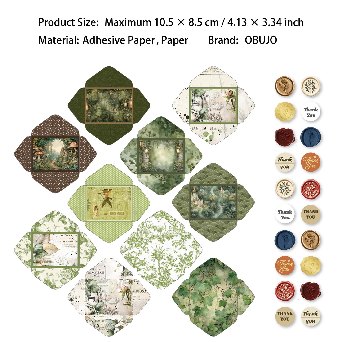 40 Pcs Floral Envelope and Wax Seal Stickers XFZY