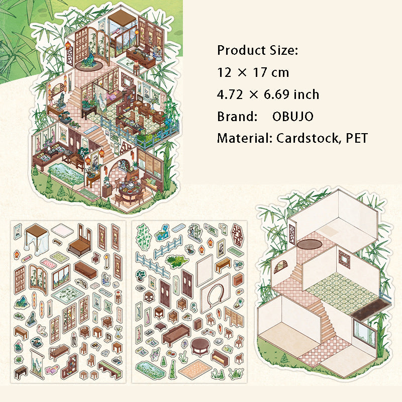 3D House Scene  DIY Stickers Kit WDXWBJ