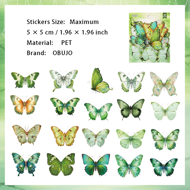 40 Pcs Butterfly PET Stickers CRDX