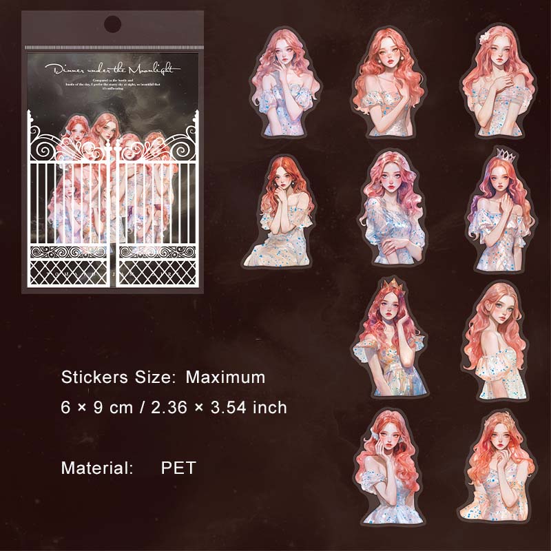20 Pcs Party Girl PET Stickers YGXWY