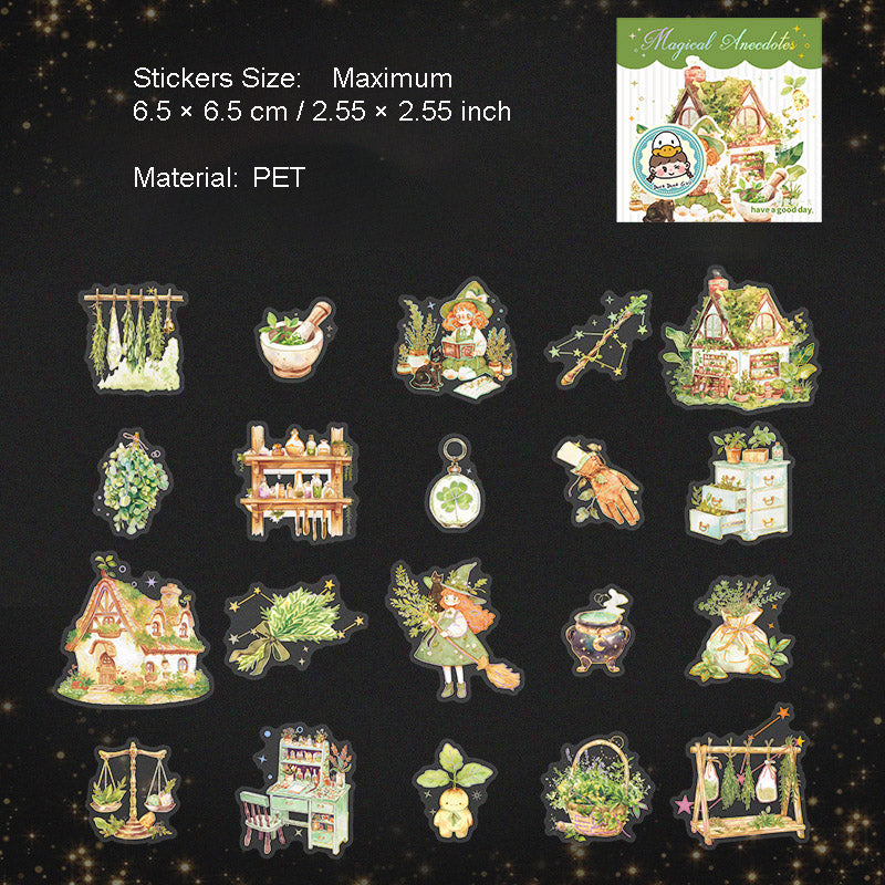20 Pcs Gliiter Magic Theme PET Stickers MFYWL