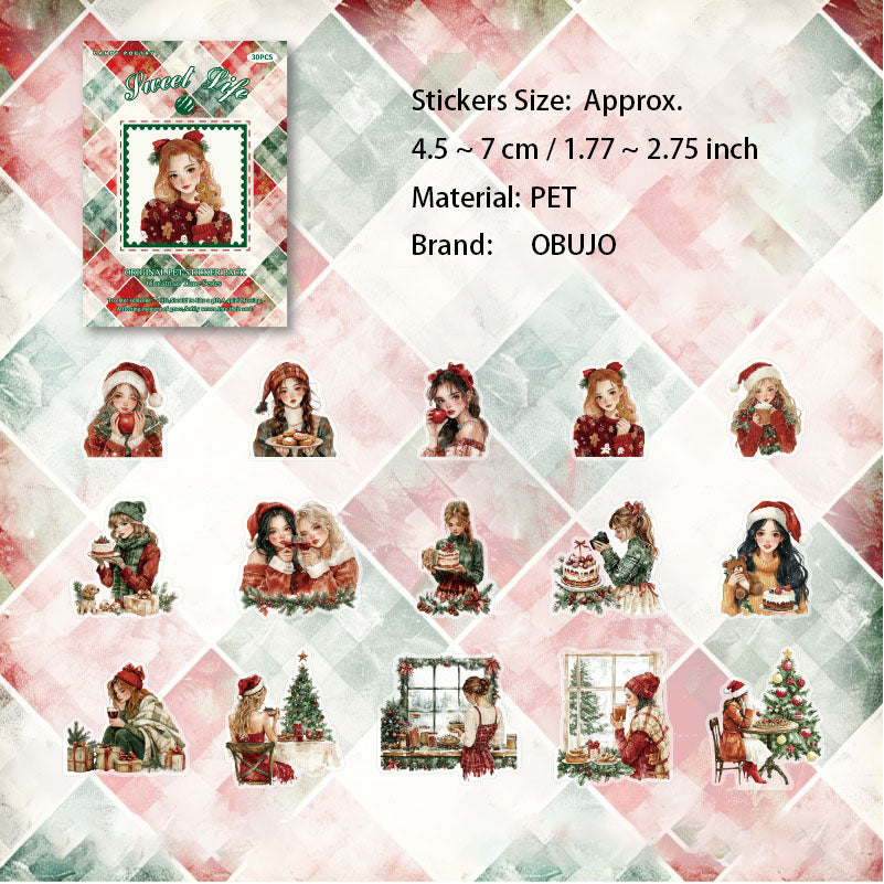 20 Pcs Christmas Girl PET Stickers SDSD