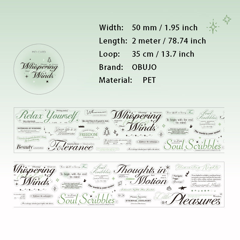 1 Roll Quote Words PET Stickers Tape LMXQ