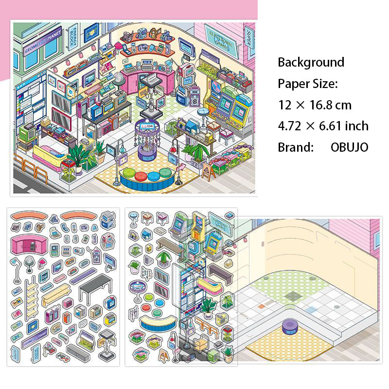 3D Garden Coffe Shop Scene DIY Stikcers Kit JRYYZ28