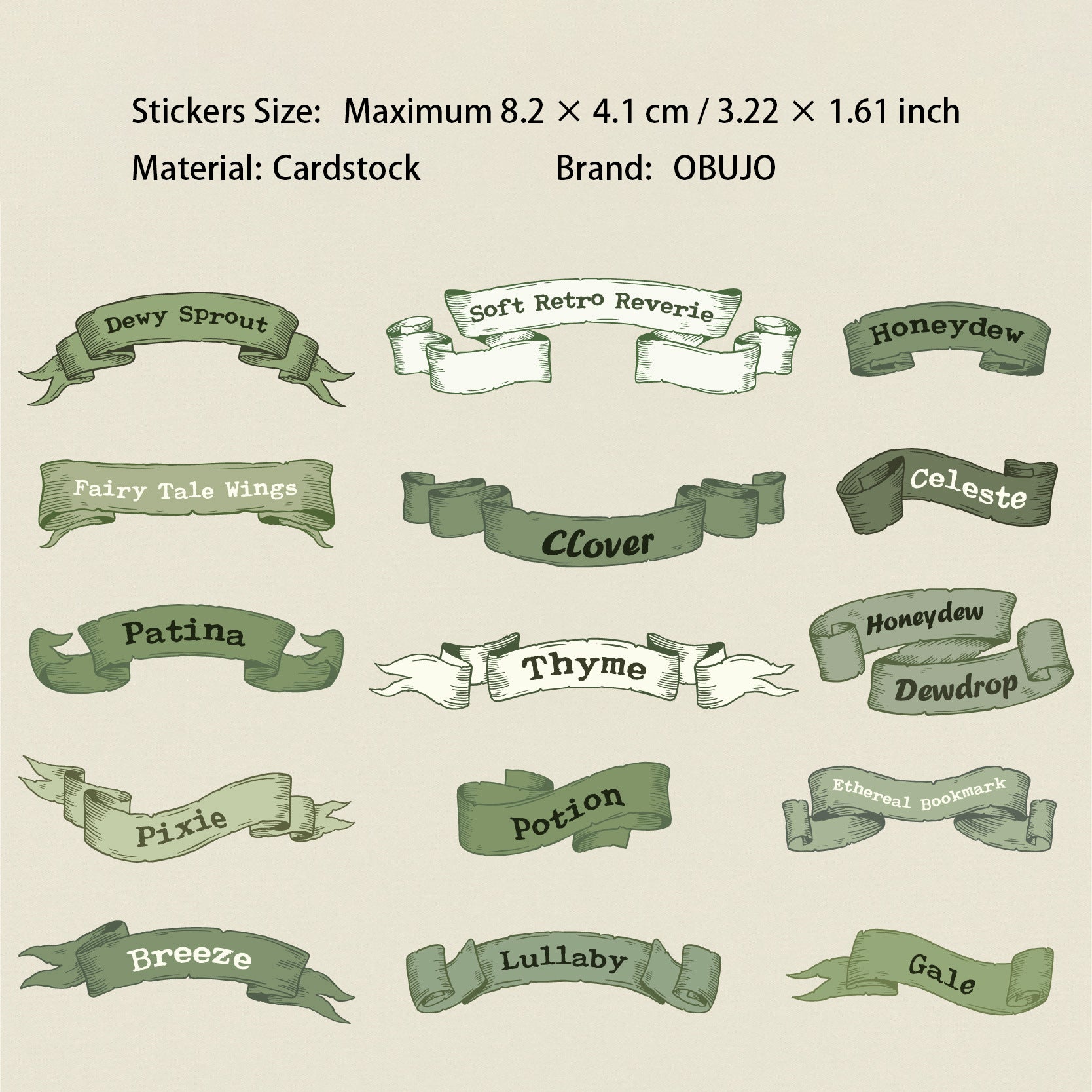 1 Roll Vintage Words Cardstock Stickers XXXL