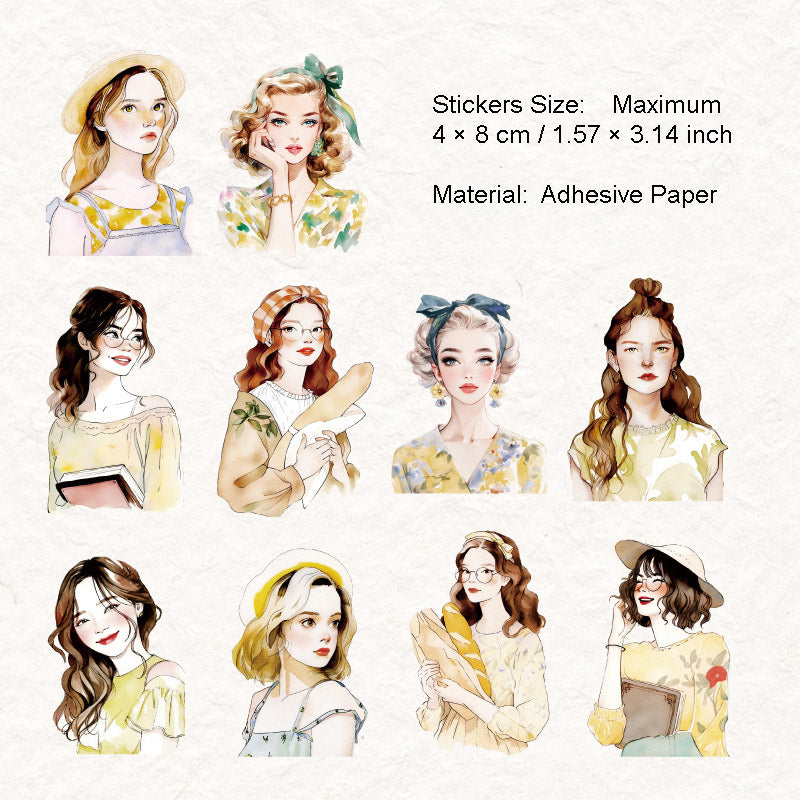 10 Pcs Summer Girl PET Stickers TSAML