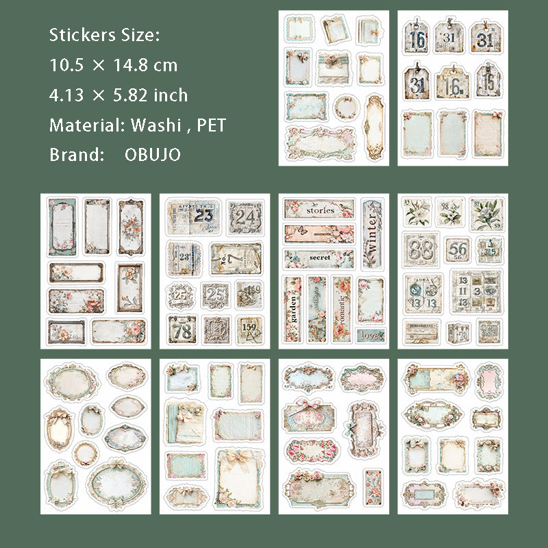 20 Sheets Vintage Journal Stickers Book JWBQJ