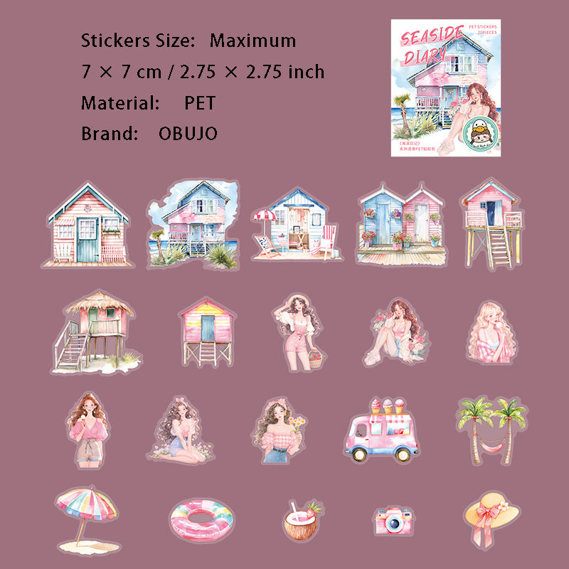 20 Pcs Summer Beach PET Stickers HBRJ