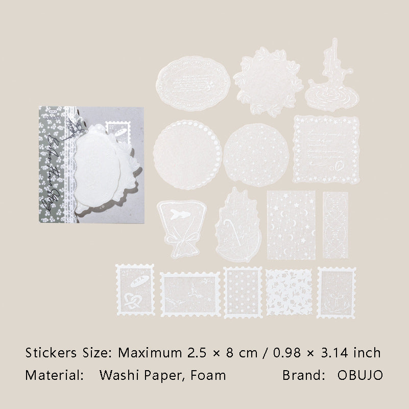 20 Pcs White Botanical Stickers BWSZ