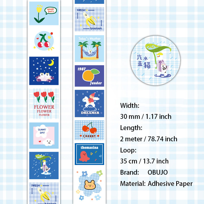 1 Roll Cute Kawaii Journal Stickers Tape TYMM