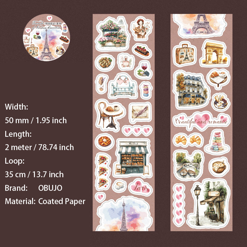 1 Roll Travel Themed Stickers Tape LGYJ