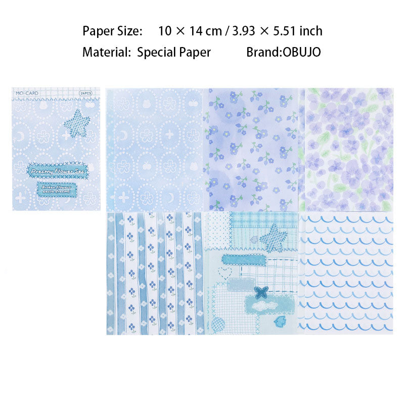24 Pcs Floral Grid Basic Journal Paper SMZM