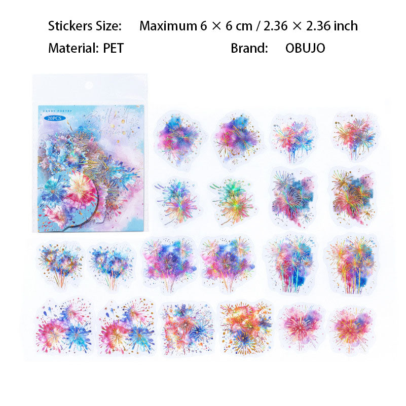 20 Pcs Watercolor Theme PET Stickers LGMJ