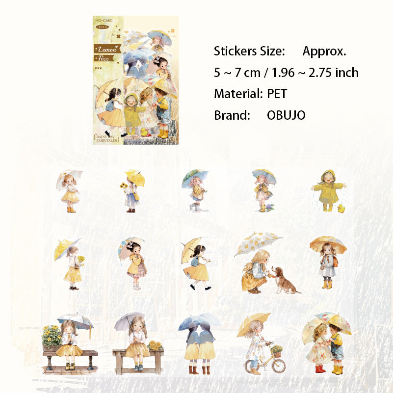 30 Pcs Rainy Childhood PET Stickers YJTH
