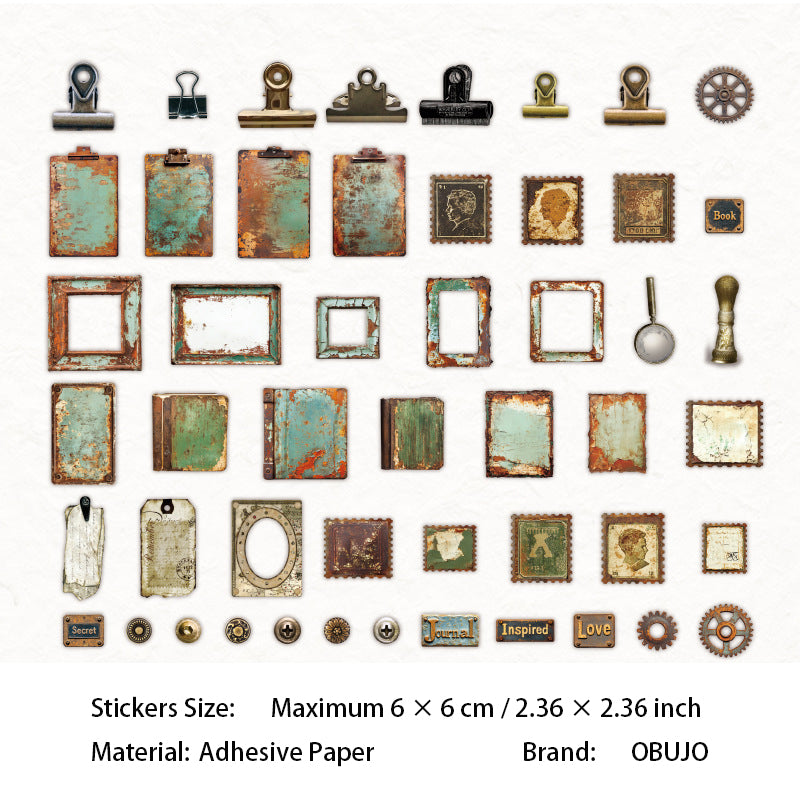 50 Pcs Vintage Metal Gadget Stickers JWJX