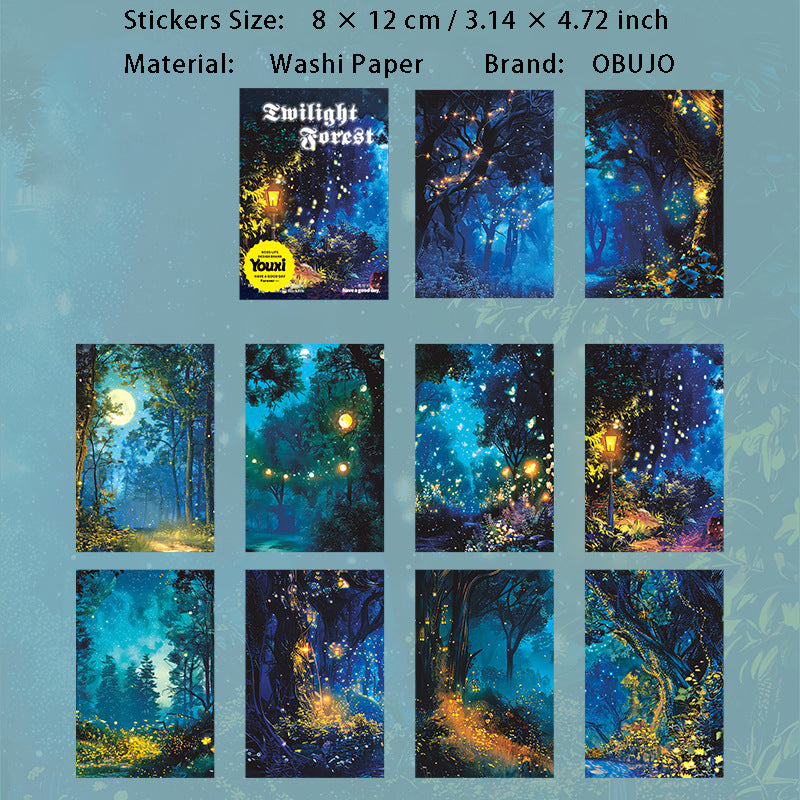 10 Pcs Fantasy Forest Washi Stickers MGYL